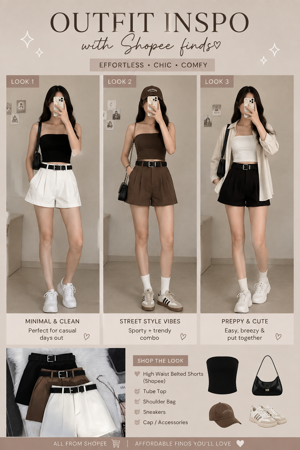 ✨ **OOTD inspo you’ll want to recreate!** 🤎🖤🤍 Cute, comfy, and effortlessly stylish with these **Shopee finds**! 🛍️ Perfect for casual days, coffee dates, or just serving looks. 💅🏻 **Which look is your fave? 1, 2, or 3? 👀💕** #ShopeeFinds #ShopeeOOTD #OutfitInspo #OOTDInspo #FashionFinds #AffordableFashion #ShopeeFindsPH #StyleInspo #ShopTheLook