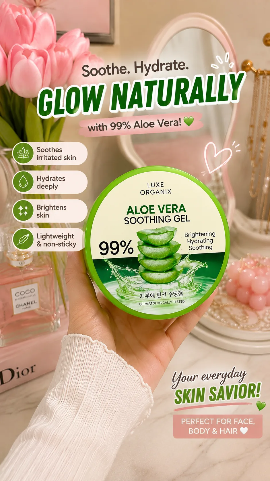 Your everyday skin savior is here! πΏπ Meet the Luxe Organix Aloe Vera Soothing Gel β with 99% Aloe Vera to soothe, hydrate, and brighten your skin. β¨ Lightweight, non-sticky, and perfect for your face, body & hair. π§ Glow naturally, every day! π±β¨ #LuxeOrganix #AloeVeraGel #SkincarePH #SkinCareRoutine #GlowNaturally #HydratedSkin