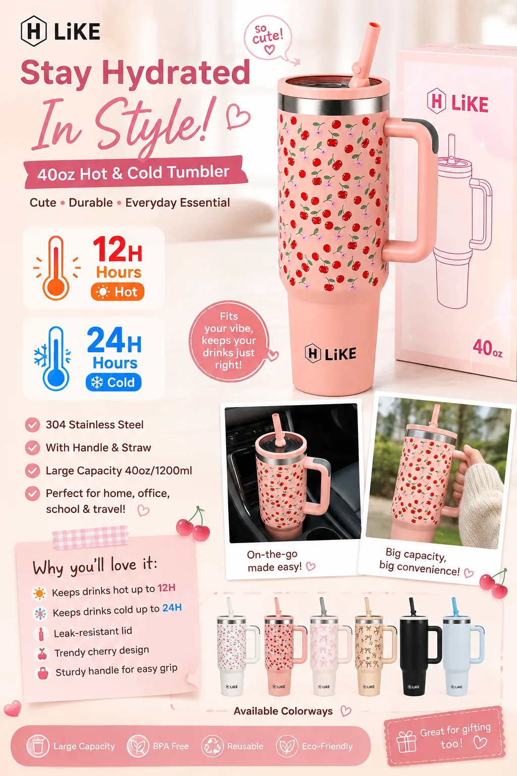 ๐ฅค๐ Stay hydrated in style! This 40oz tumbler keeps drinks cold for up to 24 hours and hot for up to 12 hours. Perfect for school, work, travel, or everyday use! โจ Grab yours now before it sells out! ๐๐https://vt.tiktok.com/ZS9hhWC9K2q7m-bARZc/