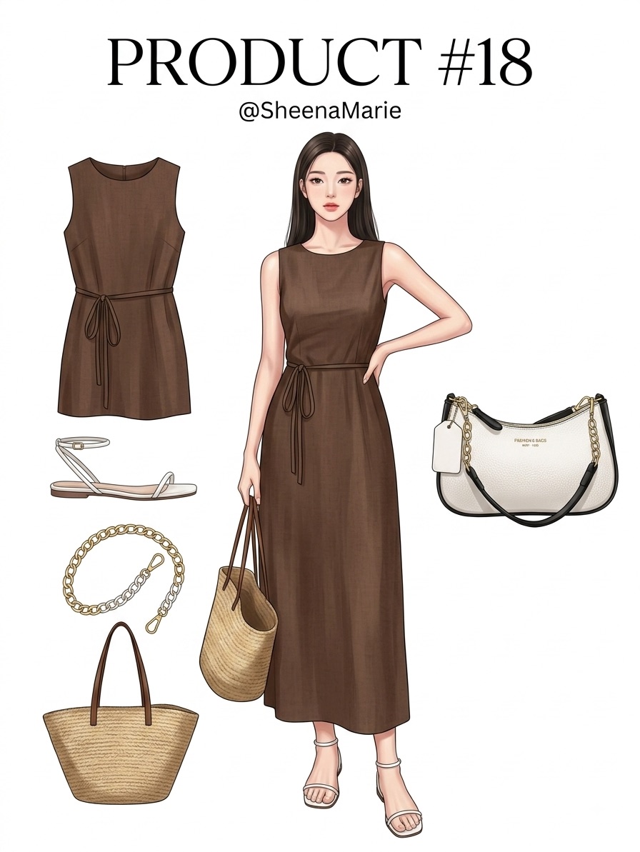 Effortless elegance in every detail β¨ Get the look with this classic brown linen dress, paired with minimalist sandals and a chic white handbag for that ultimate Pinterest aesthetic! π€ Which piece is your favorite? Comment below! π Core Fashion & Aesthetic: #OOTD #FashionTikTok #PinterestAesthetic #KoreanStyle #StyleInspo #SummerOutfit #LinenDress #MinimalistStyle #FashionFinds #OutfitInspo #TikTokShop #FYP #ForYou #ViralFashion #FashionTok #TrendyOutfits
