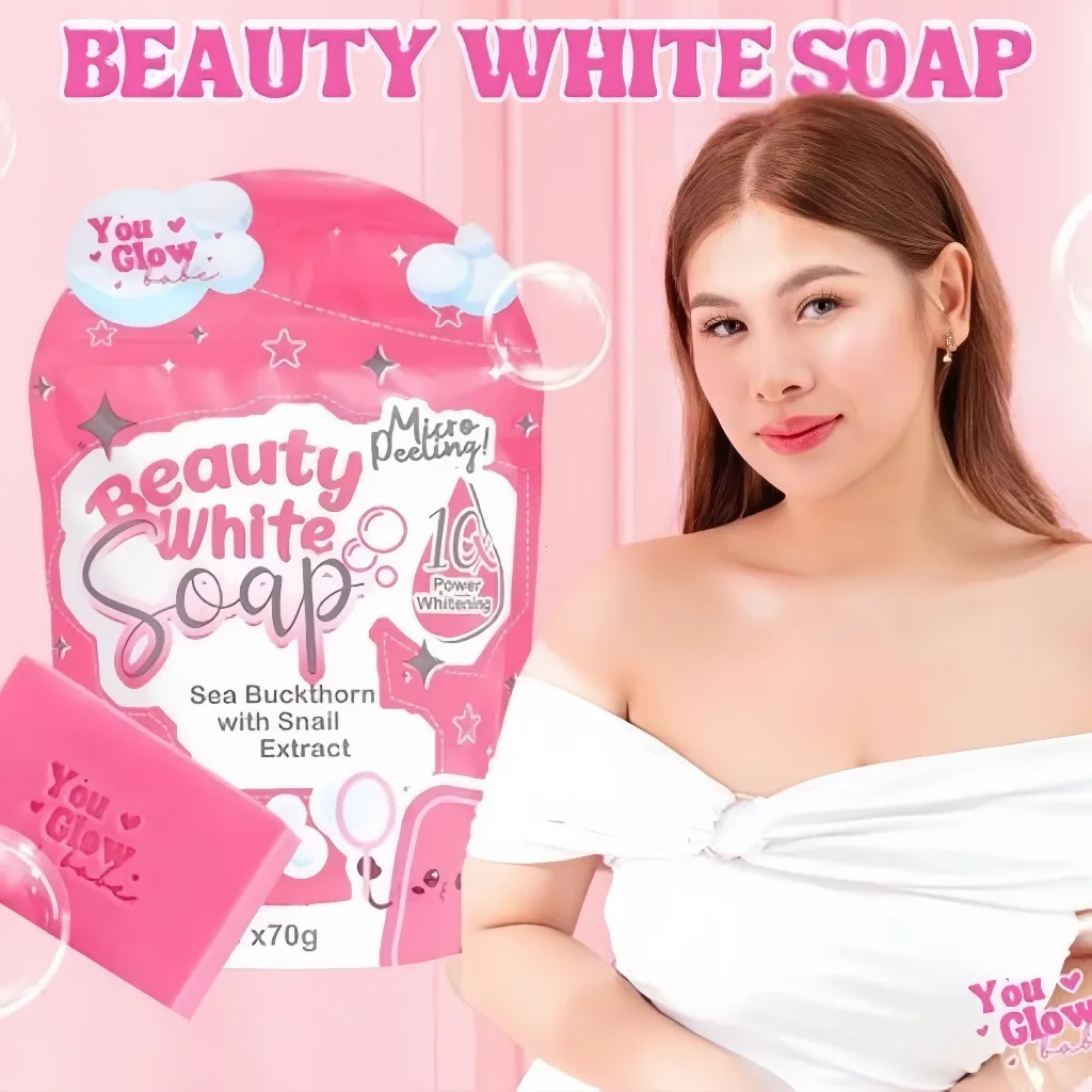 ✨ YOU GLOW BABE BEAUTY WHITE SOAP ✨ Bakit ka pa magtitiis sa dull skin? 🤍 P49 LANG TO MGA BESH!! BENEFITS: ✅ WHITENS THE SKIN - 10x Power Whitening ✅ MOISTURIZES THE SKIN - Hindi dry ✅ DRIES UP PIMPLE - Bye zits! ✅ MICRO-PEELING EFFECT - Kinis na kinis With Sea Buckthorn + Snail Extract 🐌 Micro-peeling pero hindi mahapdi!