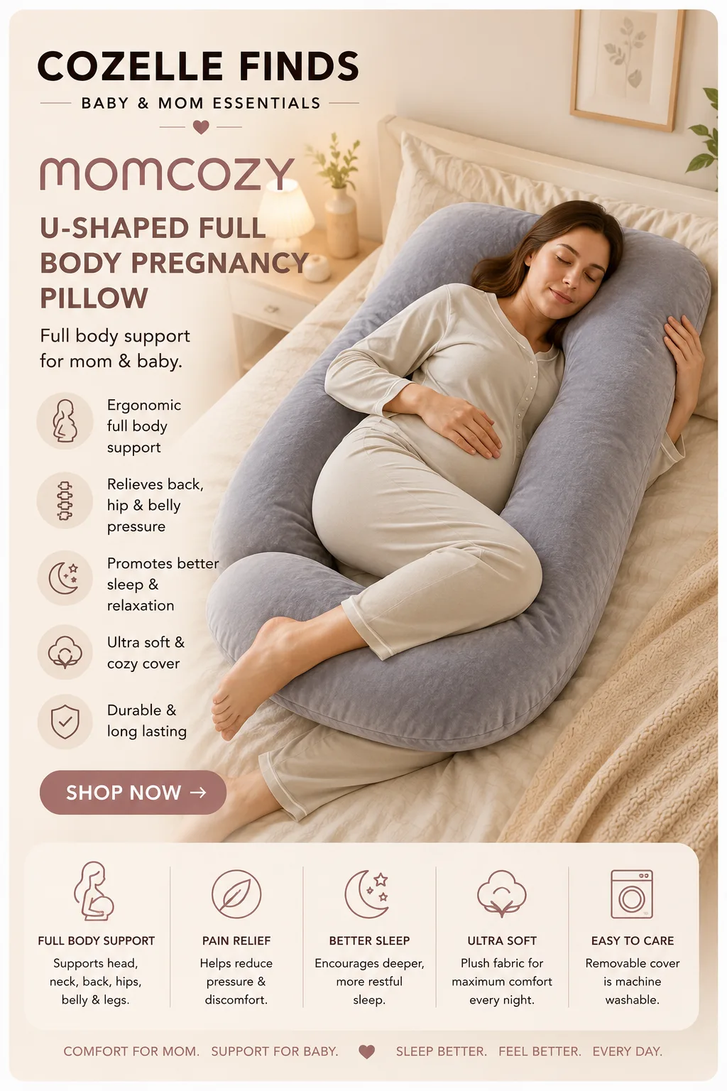 π€°π€ Comfort matters during pregnancy. The Momcozy U-shaped full-body pregnancy pillow provides cozy support around your body while you rest and relax. A thoughtful essential for moms-to-be. #Momcozy #PregnancyPillow #MaternityPillow #PregnancyEssentials #PregnancyMustHaves #MomToBe #CozelleFinds #amazonaffiliate #ad