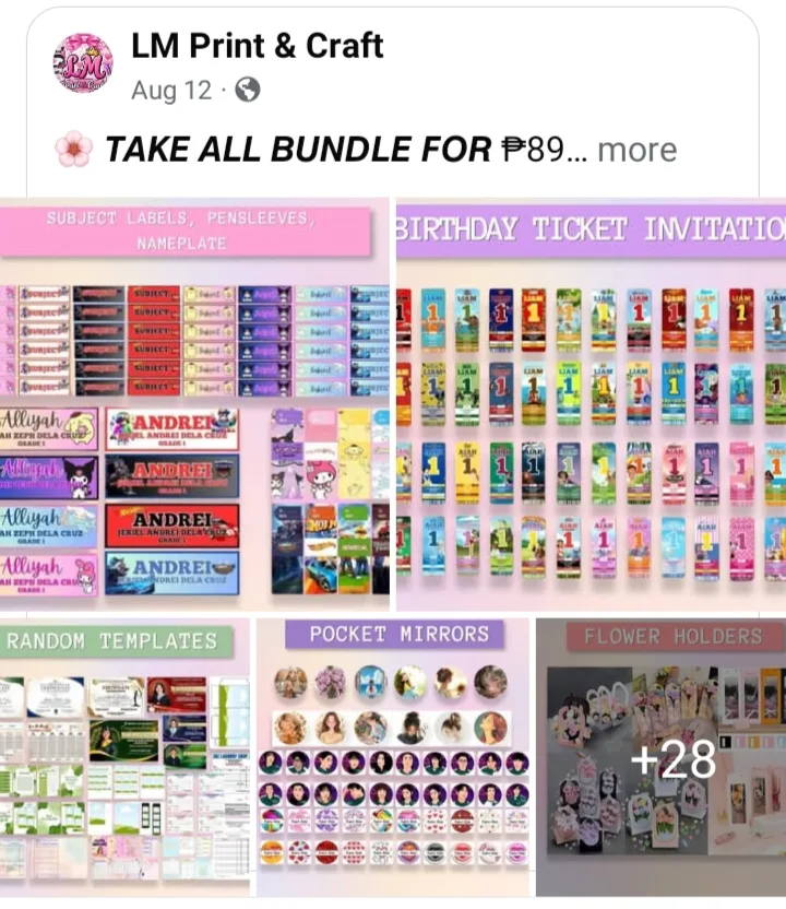 ๐ธ ๐๐ผ๐๐ ๐ผ๐๐ ๐ฝ๐๐๐ฟ๐๐ ๐๐๐ โฑ89 ๐ธ โฟ Want all the best-selling templates? Get the ๐๐ผ๐๐-๐ผ๐๐ ๐ฝ๐๐๐ฟ๐๐ for only โฑ89๐โจ โ
๏ธResellable โ
๏ธFor Personal/Printing use โ
๏ธEditable in Canva โ
Lifetime Access ๐๐๐๐๐+ ๐ก๐ข๐ ๐ก ๐ช๐ฎ๐๐ฅ๐ข๐ญ๐ฒ ๐๐๐ฌ๐ข๐ ๐ง๐ฌ to help you recreate, redesign, and organize like a pro! Let your creativity shine with this must-have ๐๐ฅ๐ฅ-๐ข๐ง ๐๐ฎ๐ง๐๐ฅ๐! โจ ๐ ๐๐๐ ๐๐ ๐๐๐๐๐ ๐ Comment "๐ฝ๐๐๐ฟ๐๐" below so I can send you the details ๐ โฟ ๐๐๐๐๐๐๐๐๐๐ โฟ ๐ 2026 CALENDAR BUNDLE ๐ฆ DRAG AND DROP BOXES ๐ SUBJECT STICKERS ๐ SCHOOL BUNDLE ๐ธ FLOWER HOLDERS ๐จ๏ธ PRINTING BUSINESS ๐ผ RUSH IDS ๐ฅ DIGITAL PRODUCTS ๐ LEARNING BUNDLE ๐ POCKET MIRROR/BUTTON PIN ๐
CHRISTMAS BUNDLE ๐ PHOTO & GIFT ๐ INVITATIONS (60 DESIGNS) ๐๏ธ TICKET INVITATIONS (60 DESIGNS) ๐ธ PASSPORT INVITATIONS (7 DESIGNS) ๐ WEDDING INVITATIONS (7 DESIGNS) ๐ TROPHY DESIGNS (15 DESIGNS) ๐ NOTEBOOK COVERS (27 DESIGNS) ๐ท๏ธ NAME TAGS (8 DESIGNS) โ๏ธ PENSLEEVES (8 DESIGNS) ๐จ CAMPAIGN POSTERS (31 DESIGNS) ๐ GRADUATION DESIGNS (Keychains, Chip Bags, Garlands & More!) ๐ VALENTINE'S DAY SPECIALS: ๐ซ CHOCOLATE HOLDERS (20 DESIGNS) ๐ธ MONEY HOLDERS (20 DESIGNS) ๐ KEY CHAINS (10 DESIGNS) ๐น SHOT GLASS HOLDERS (15 DESIGNS) ๐ MENU LAYOUTS (9 DESIGNS) ๐ณ LOYALTY CARDS (9 DESIGNS) ๐ REF MAGNETS (20 DESIGNS) ๐ BIRTHDAY TARPULINS (23 DESIGNS) ๐ GIFT BOXES (8 DESIGNS) ๐ผ BUSINESS TARPULIN (1 DESIGN) ๐ PLANNERS & NOTE PADS: ๐
LADY BOSS PLANNER (20 PAGES) ๐ BINI PLANNER (20 PAGES) ๐๏ธ NOTE PADS (32 PAGES) ๐ PARTY ESSENTIALS: ๐ฉ BIRTHDAY HATS (14 DESIGNS) ๐ฐ CAKE TOPPERS (15 DESIGNS) ๐ฌ CHIP BAGS ๐ GABLE BOXES (4 DESIGNS) ๐๏ธ COLORING BOOK (96 PAGES) ๐ AND MUCH MORE... ๐ก STATIONARY SET ๐PORTFOLIO ๐ SALES INVOICE RECEIPTS (DESIGNS) ๐ ACKNOWLEDGEMENT RECEIPTS (6 DESIGNS) ๐ LOVE BOX ๐ HEART BAG ๐ฆ HEART BOX ๐ธ FLOWER HOLDER (MOTHERS) ๐ธ MOTHER'S DAY MONEY HOLDER ๐ LOOT BAGS ๐ฅ CHIP BAGS (MOTHERS) ๐ท๏ธ SUBJECT LABEL โ MULTIPLICATION (BINI & SAN RIO) ๐ GRADUATION GARLAND ๐ผ๏ธ GRADUATION CENTERPIECE ๐ PIN BADGES ๐ฉ SQUARE BADGE ๐ WEDDING MONEY ENVELOPES ๐งฒ REF MAGNET SHAPE ๐๏ธ MEMO & NOTEPADS ๐ NOTEBOOK COVERS โ๏ธ PENCIL WRAPS ๐๏ธ PEN SLEEVES ๐โโ๏ธ CLAW CLIP ๐ BOOKMARKS ๐ CUTE STICKERS ๐ THANK YOU STICKERS ๐ GRADUATION LOOTBAG ๐ GRADUATION TOPPERS ๐ผ๏ธ GRADUATION FRAME ๐ง DIGITAL WHITEBOARDS ๐ GRADUATION TAG ๐ฌ CANDY DOME HOLDER ๐ต PLAY MONEY