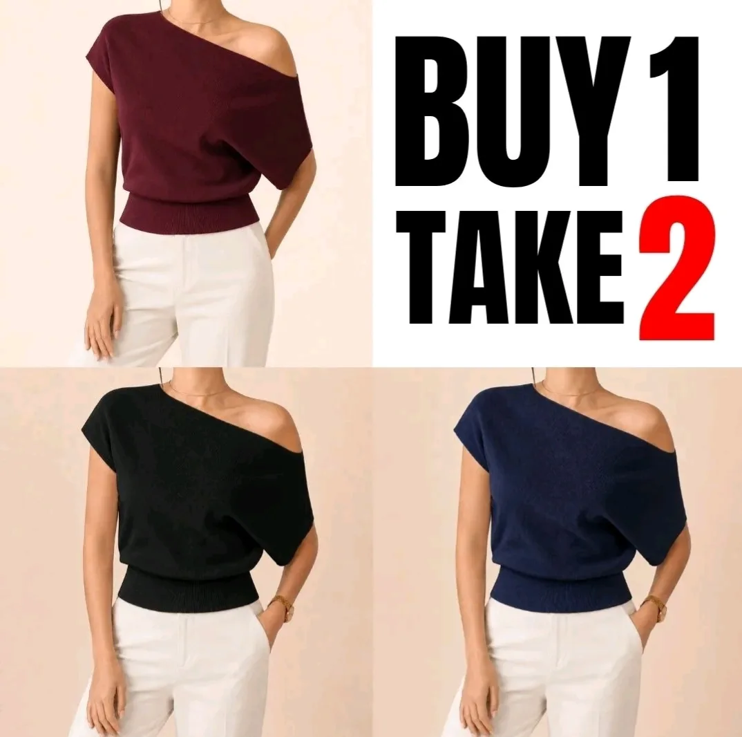 Simple but stylish! 🤍 Perfect for a casual day out, date, coffee run, or even everyday OOTD. 😍 💗 Ribbed fabric 💗 Asymmetrical off-shoulder design 💗 Batwing short sleeves 💗 Comfy & easy to style 💗 Available in different colors Pair it with jeans, shorts, or trousers for that effortless chic look. ✨