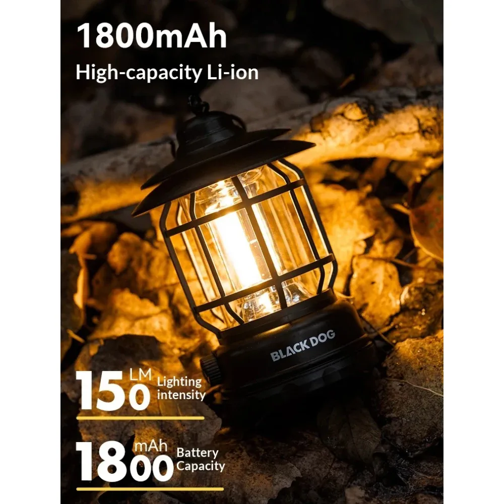 BLACKDOG CANDLELIGHT Retro Camping Lamp Create a cozy and relaxing atmosphere wherever your adventure takes you with the BLACKDOG CANDLELIGHT Retro Camping Lamp. Featuring a classic lantern-inspired design, warm 3200K lighting, and stepless brightness adjustment, itβs perfect for camping, outdoor dining, tents, patios, emergency lighting, or adding a warm decorative glow at home. β¨ Key Features ποΈ Classic retro lantern-inspired design π‘ Warm 3200K ambient light π Stepless brightness adjustment π Brightness range of 50β150 lumens π Built-in 1800mAh rechargeable battery β±οΈ Battery runtime of approximately 3.5β40 hours, depending on brightness π Convenient USB charging π§ IP44 water-resistant design π οΈ Durable PVC plastic and iron construction π Compact, lightweight, and easy to hang π² Ideal for camping, tents, patios, outdoor dining, and emergency use π Specifications Brand: BLACKDOG Model: CBD2550ZM043 Product: CANDLELIGHT Retro Camping Lamp Dimensions: 11 Γ 11 Γ 18 cm Battery: 1800mAh rechargeable Working Time: Approximately 3.5β40 hours Charging Time: Approximately 4β6 hours Brightness: 50β150 lumens Color Temperature: 3200K warm light Water Resistance: IP44 Weight: Approximately 280g Material: PVC plastic + iron Color: Black Charging: USB π¦ Package Includes 1 Γ BLACKDOG CANDLELIGHT Retro Camping Lamp 1 Γ USB Charging Cable ποΈ Perfect for campers who want practical lighting with a cozy vintage feel. Light up your campsite. Relax. Enjoy the outdoors. π₯